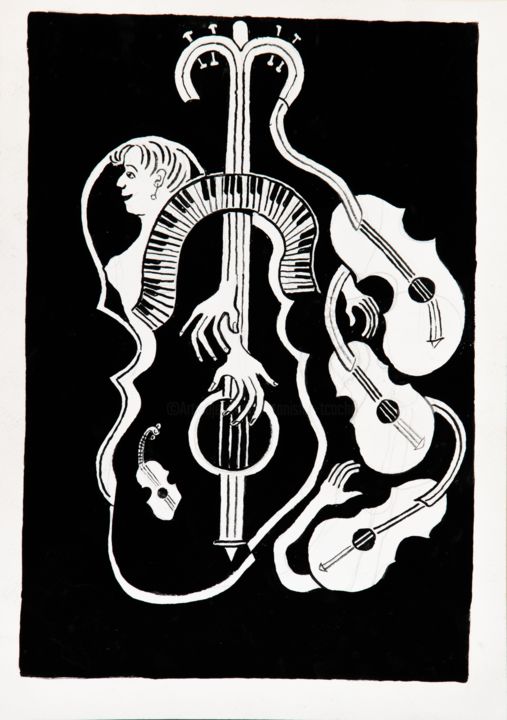 Dessin intitulée "Musical Variation o…" par Stanislav Tcachov, Œuvre d'art originale, Aquarelle