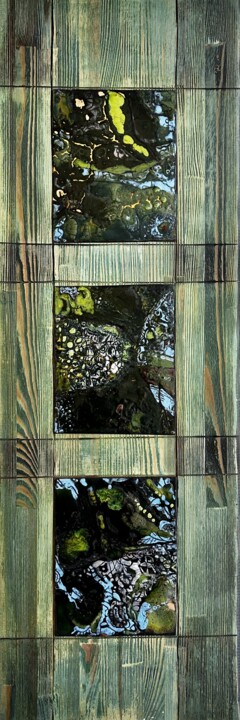 Картина под названием "Personal malachite" - Stanislav Yushkov, Подлинное произведение искусства, Эмаль Установлен на Деревя…
