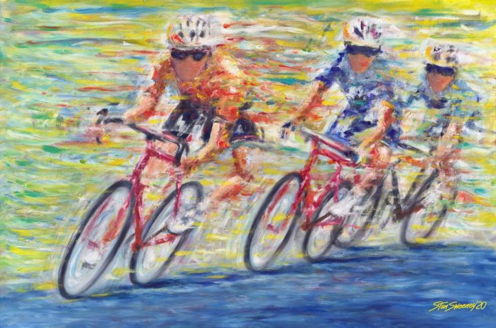 Schilderij getiteld "Pro Bike Racing Ric…" door Stan Sweeney, Origineel Kunstwerk, Olie