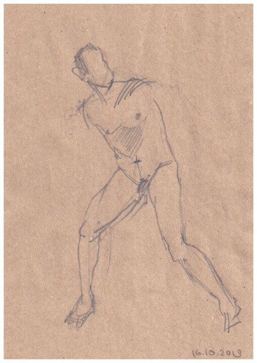 "nude sketch" başlıklı Resim Startistgallery tarafından, Orijinal sanat, Kalem