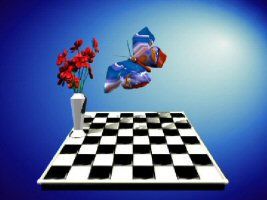 Digital Arts titled "butterfly on chess" by Starx, Original Artwork