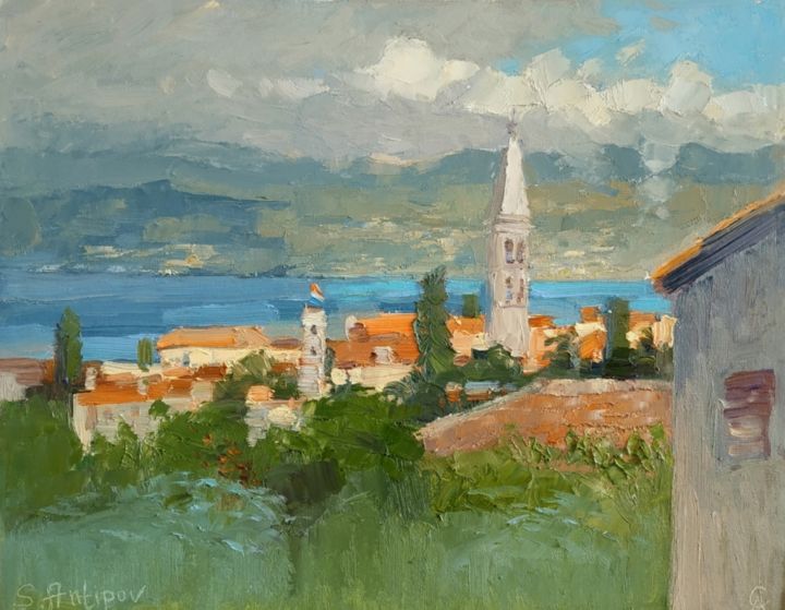 Painting titled "Supetar1. Croatia" by Stanislav Antipov, Original Art, Oil