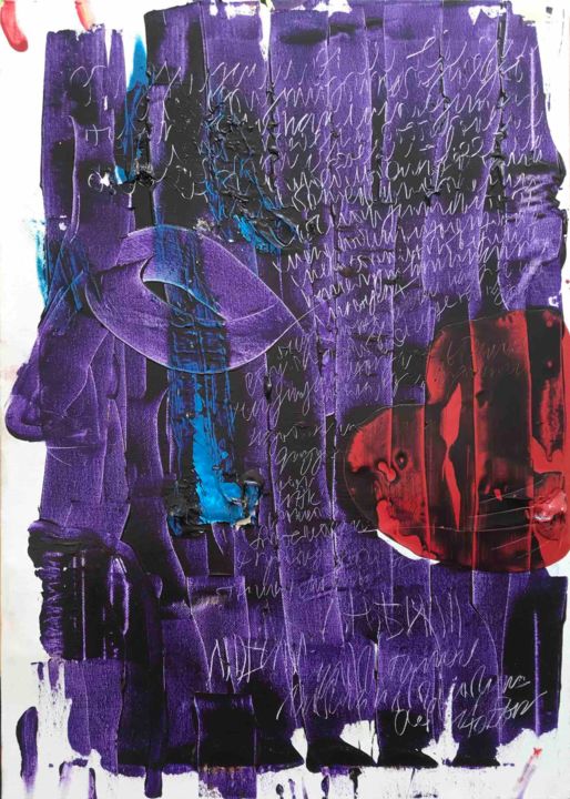 Картина под названием "It's hard to read" - Стасио Гайворонски, Подлинное произведение искусства, Акрил Установлен на Деревя…