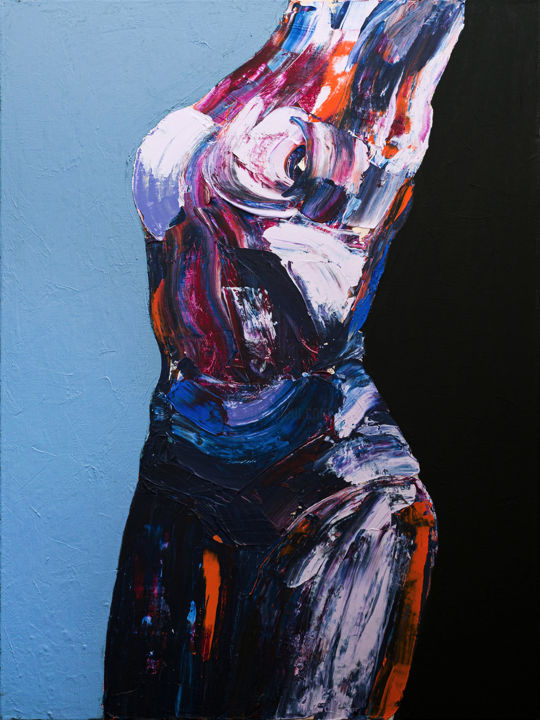 Картина под названием "Nude in the shade" - Stas Royze, Подлинное произведение искусства, Акрил Установлен на Деревянная рам…