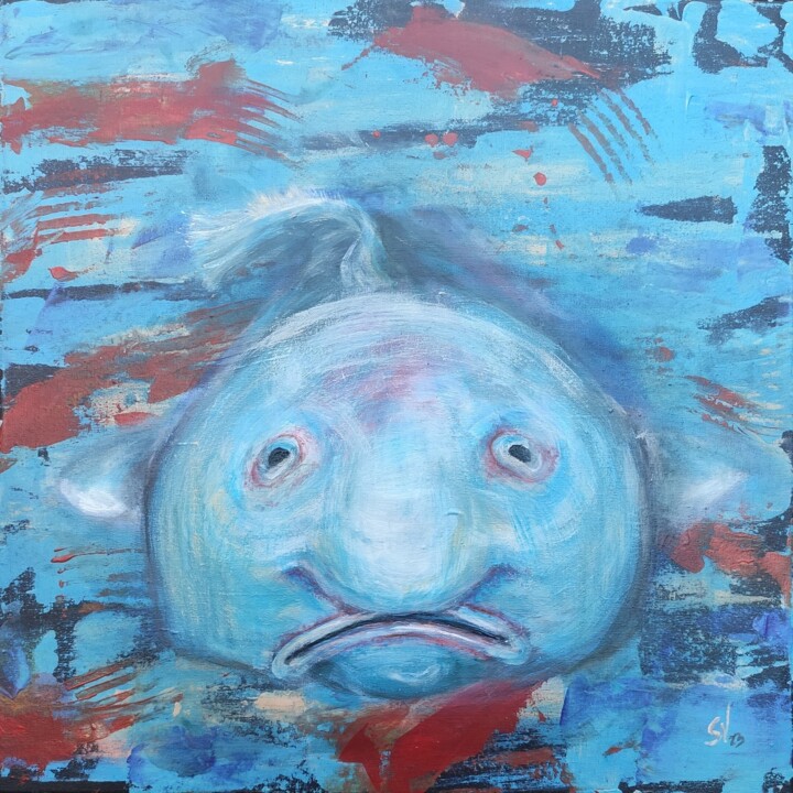 Painting titled "Sadness of Blobfish" by Stasy Vo, Original Artwork, Acrylic
