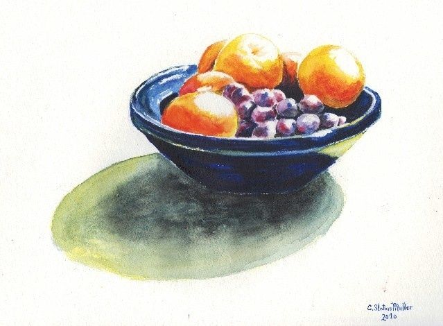 Peinture intitulée "Oranges et Raisins…" par Cornelie Statius Muller, Œuvre d'art originale, Huile