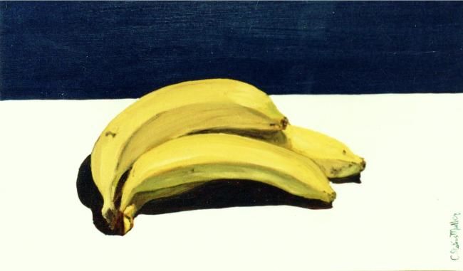 Painting titled "Bananes sur la Lune" by Cornelie Statius Muller, Original Artwork, Oil