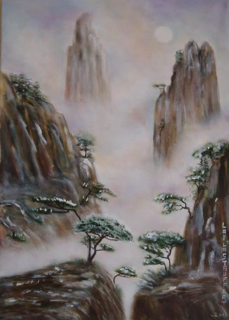 Peinture intitulée "Montagnes célestes" par Stauffert  Laila, Œuvre d'art originale