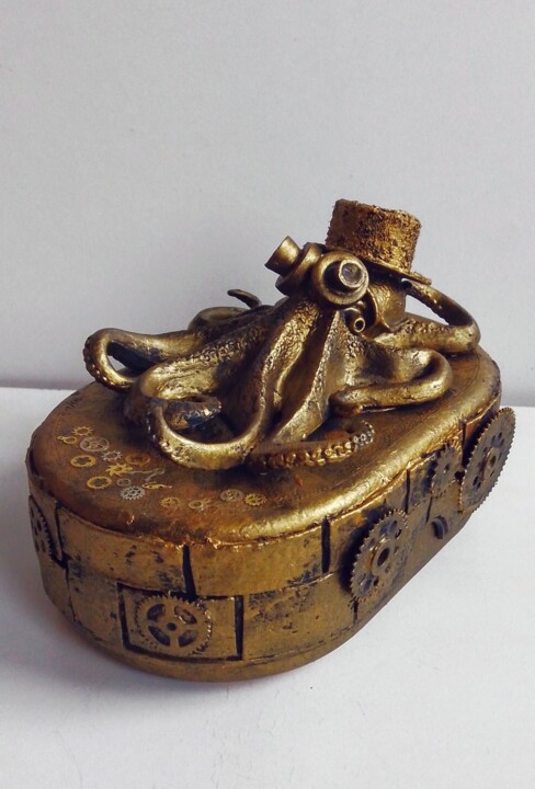 Sculpture titled "Octopus Kraken" by Steampunker_ukraine, Original Artwork, Metals