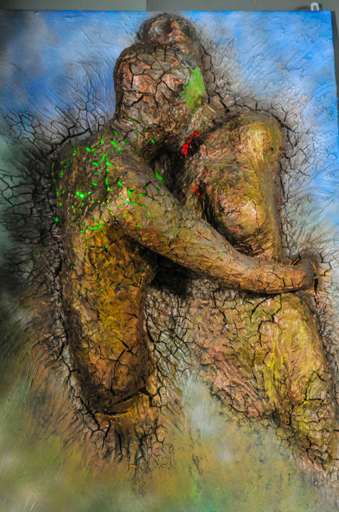Scultura intitolato "Il bacio arido" da Stebel, Opera d'arte originale, Media misti