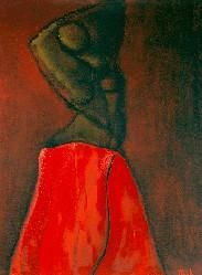Schilderij getiteld "gonna rossa" door Stecchi Massimo, Origineel Kunstwerk