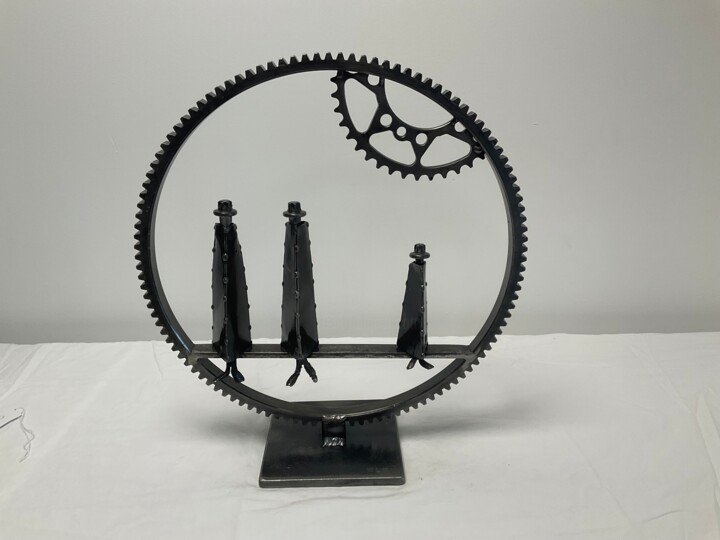 Skulptur mit dem Titel "Bergers au clair de…" von Marie Le Metour, Original-Kunstwerk, Metalle