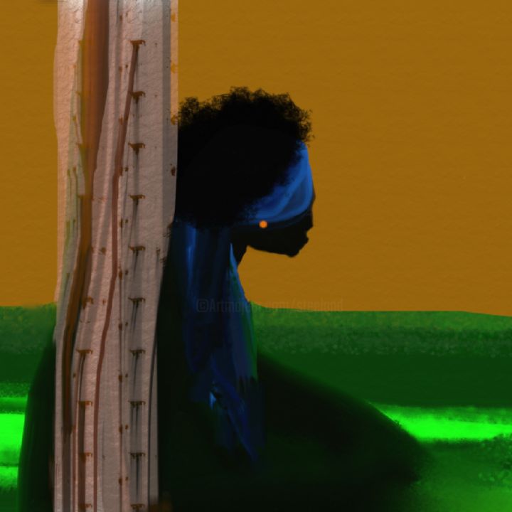 Arts numériques intitulée "La femme au bandeau…" par Ditellia Steeland, Œuvre d'art originale, Peinture numérique
