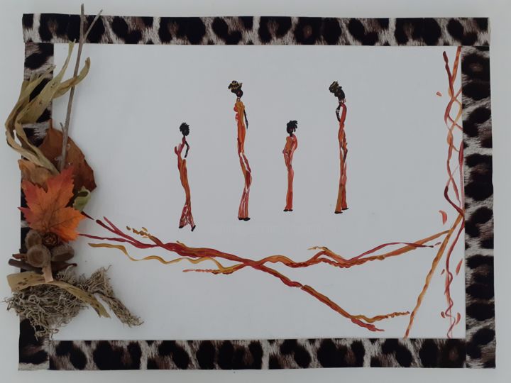 Painting titled "Femmes africaines" by Ditellia Steeland, Original Artwork, Acrylic