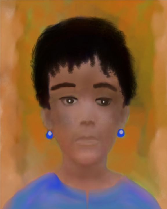 Arts numériques intitulée "Jeune fille Haïtien…" par Ditellia Steeland, Œuvre d'art originale, Peinture numérique