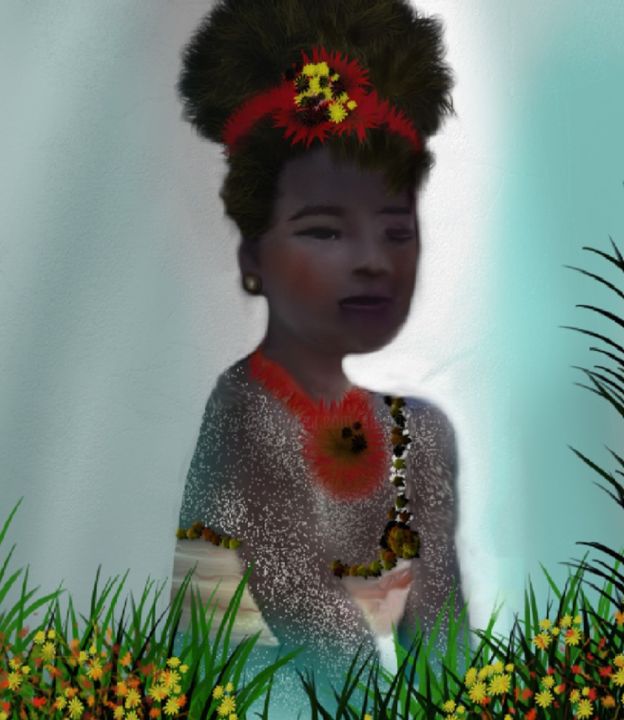 Arts numériques intitulée "jeune fille ensablée" par Ditellia Steeland, Œuvre d'art originale, Peinture numérique