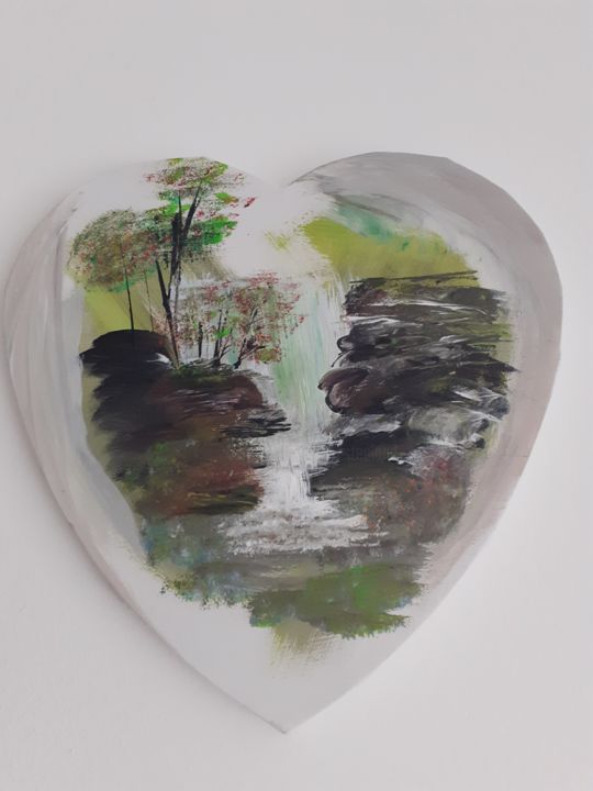 Peinture intitulée "Toile en coeur : ch…" par Ditellia Steeland, Œuvre d'art originale, Acrylique