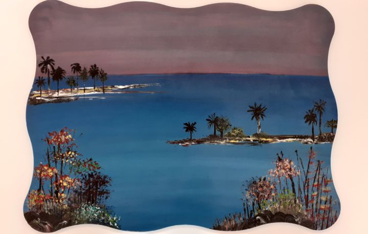 Painting titled "Vue paradisiaque  -…" by Ditellia Steeland, Original Artwork, Acrylic