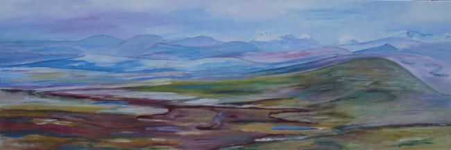 Painting titled "mountains Rondane n…" by Annette Steens, Original Artwork, Acrylic