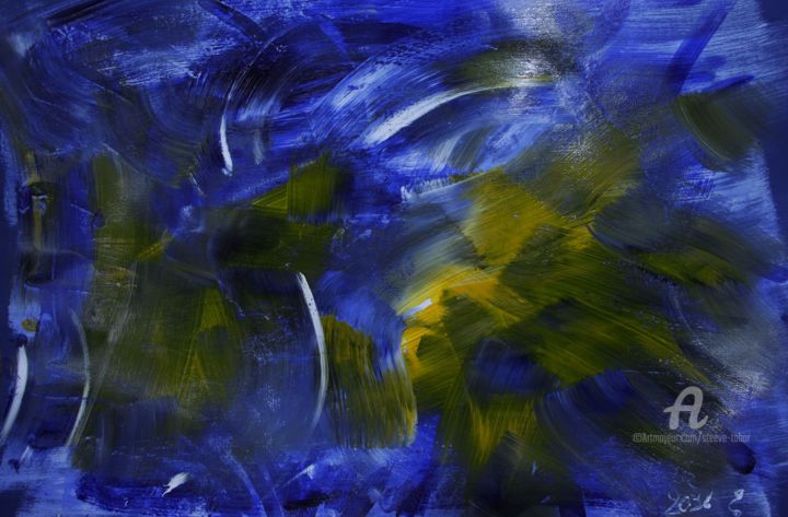 Peinture intitulée "main-bleu.jpg" par Steeve Tabar, Œuvre d'art originale, Acrylique