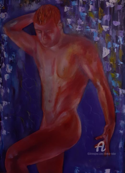 Malerei mit dem Titel "Prestance masculine" von Steeve Tabar, Original-Kunstwerk, Acryl