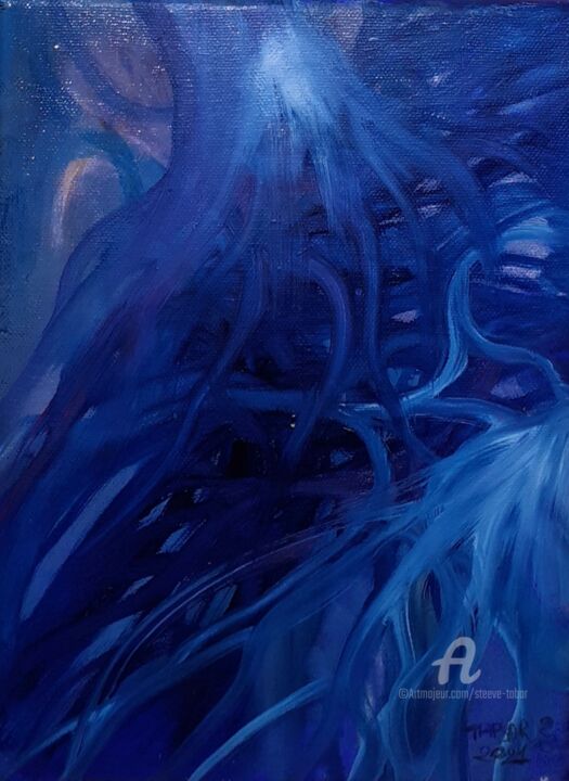 Картина под названием "Le bleu de 2022" - Steeve Tabar, Подлинное произведение искусства, Масло