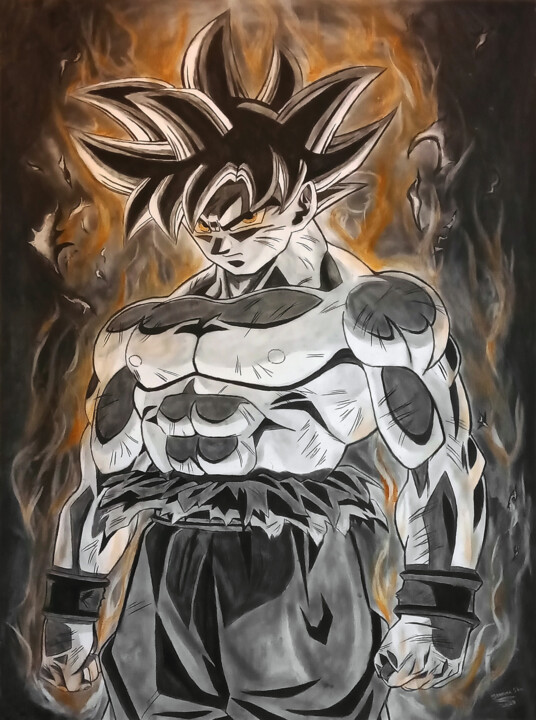 SON GOKU FROM DRAGON BALL Z DRAWING USING COLORED PENCILS STEP BY