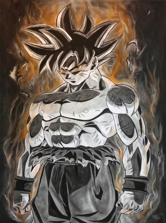 Dessin intitulée "Goku Dragon Ball Z…" par Steeven Shaw, Œuvre d'art originale, Fusain