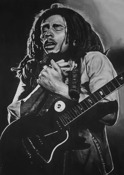 Drawing titled "Bob Marley Charcoal…" by Steeven Shaw, Original Artwork, Charcoal