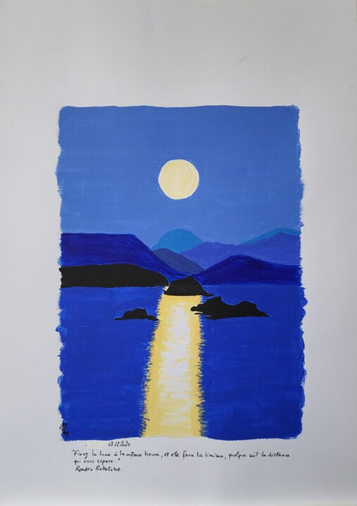 Tekening getiteld "Clair de lune sur l…" door Stefan, Origineel Kunstwerk, Acryl