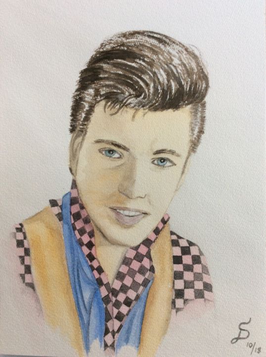 Painting titled "Ricky Nelson" by Stefan Dhein, Original Artwork, Watercolor