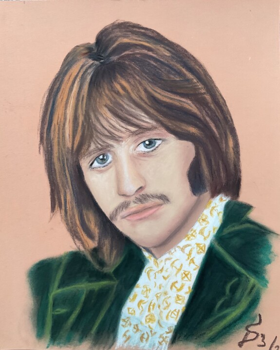 Malerei mit dem Titel "Ringo Starr" von Stefan Dhein, Original-Kunstwerk, Pastell