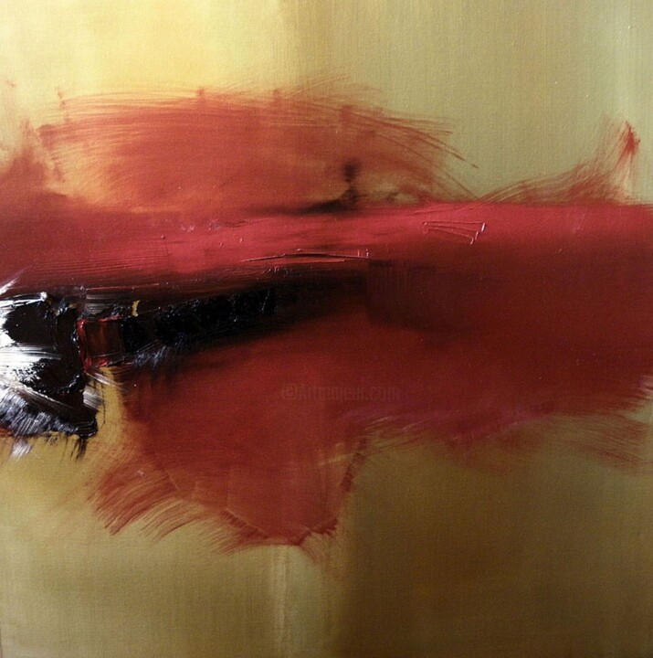 Painting titled "For Red Is The Color" by Stefan Fiedorowicz, Original Artwork, Oil Mounted on Wood Stretcher frame