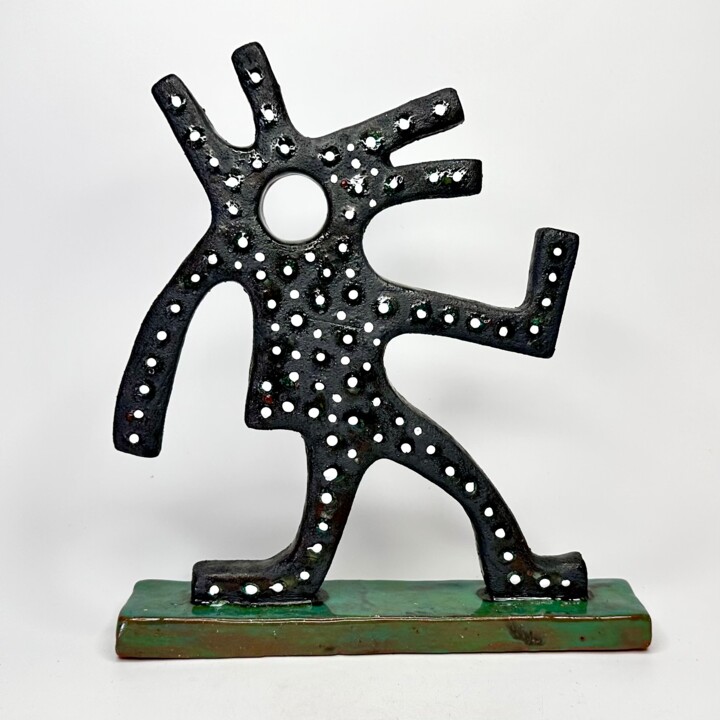 Sculpture intitulée "Metallic Swamp Mons…" par Stefan Mager, Œuvre d'art originale, Céramique
