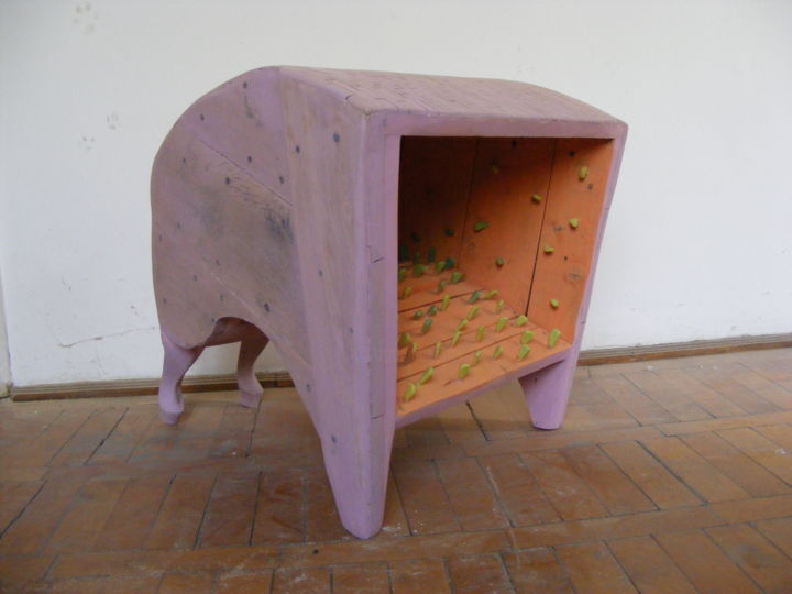 Scultura intitolato "walking box" da Stefan Neacsu, Opera d'arte originale