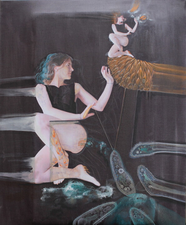 Pittura intitolato "Entropie, Mandarine…" da Stefani Ruprecht, Opera d'arte originale, Acrilico Montato su Telaio per barell…