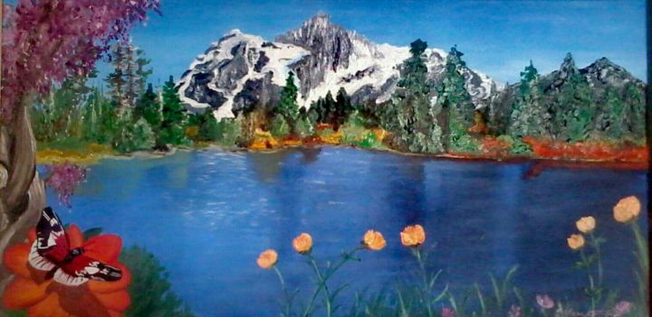 Pittura intitolato "Lac.jpg" da Stefania Comincini, Opera d'arte originale