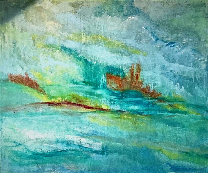 Painting titled "Landschaft im Nebel" by Stefania Ducaruge-Popia, Original Artwork, Acrylic