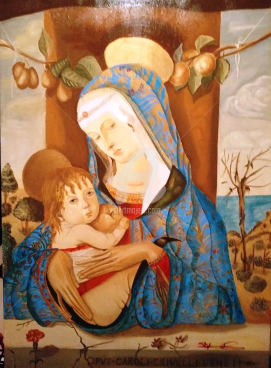 Pittura intitolato "Madre del mare con…" da Stefania Colizzi, Opera d'arte originale, Olio
