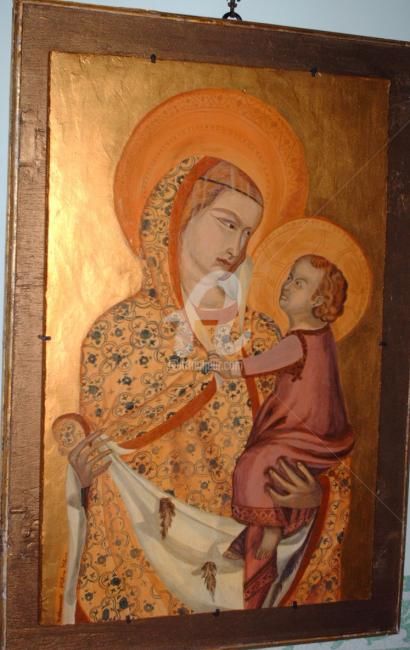 Pittura intitolato "Madonna con Bambino…" da Stefania Colizzi, Opera d'arte originale, Altro