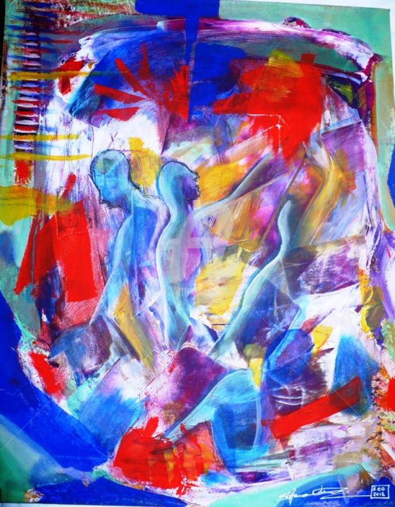 Pintura intitulada "La mia anima a colo…" por Stefania Colizzi, Obras de arte originais