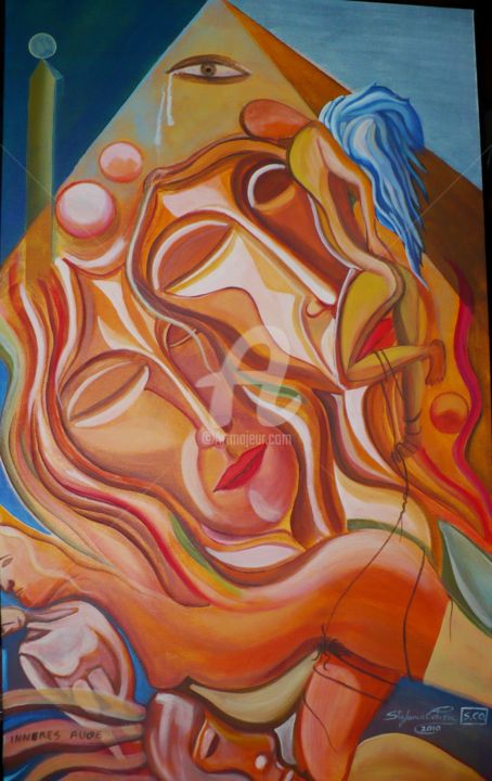 Painting titled "Inneres Auge" by Stefania Colizzi, Original Artwork, Oil