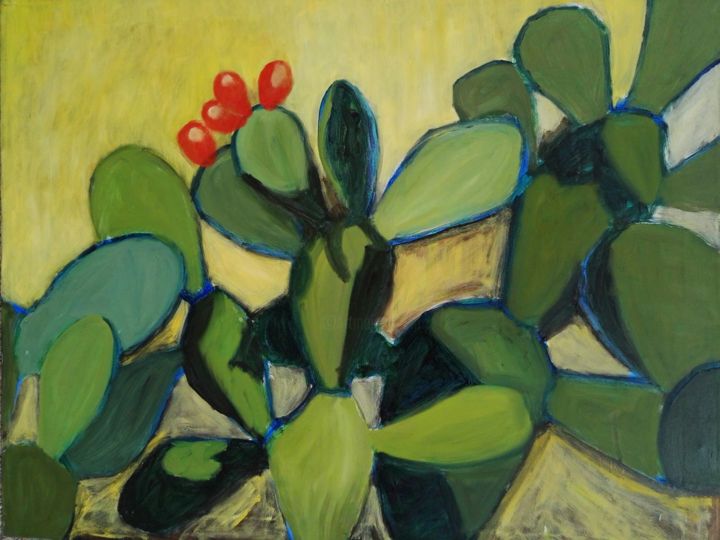 Painting titled "fichi d'india" by Stefania Eucalipti, Original Art, Oil