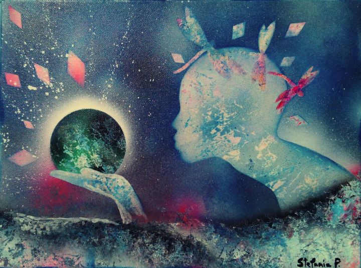 Pintura intitulada "SPACE 3" por Stefania P., Obras de arte originais