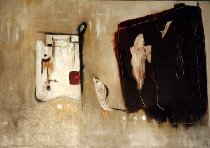 Картина под названием "Dietro l'ombra" - Stefania Sergi, Подлинное произведение искусства, Масло