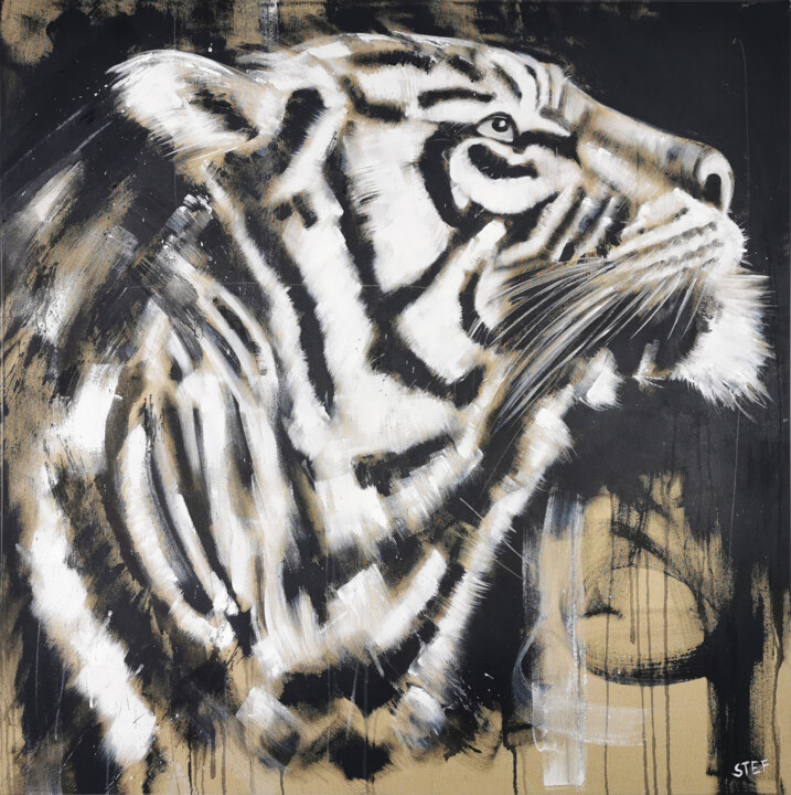 Painting titled "BIG CAT - TIGER #8" by Stefanie Rogge, Original Artwork, Acrylic