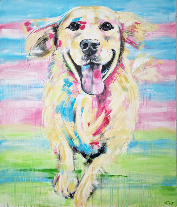 Peinture intitulée "DOG MOMENT #3" par Stefanie Rogge, Œuvre d'art originale, Acrylique Monté sur Châssis en bois