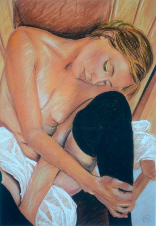 Painting titled "La modella di Schie…" by Stefano Di Marco, Original Artwork, Pastel