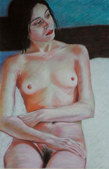 Painting titled "Nudo 2" by Stefano Di Marco, Original Artwork, Pastel