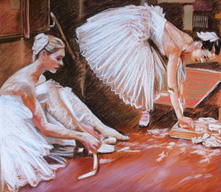 Painting titled "Ballerine dell´oper…" by Stefano Di Marco, Original Artwork, Pastel